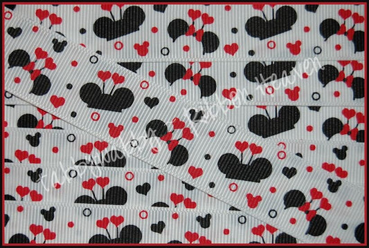 7/8"  Valentines Day Magical Mouse Hats Hearts Grosgrain Ribbon 10 Yards - TWRH