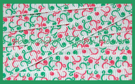 3/8" Christmas Scrolls / swirls Grosgrain Ribbon 4 Yards - TWRH