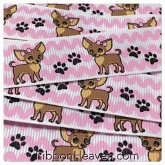 Chihuahua Dog 6 yards on white 7/8" TWRH