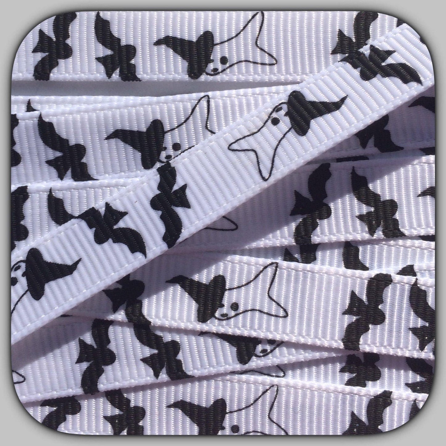 Bats & Ghost on 3/8" white 12 yards TWRH
