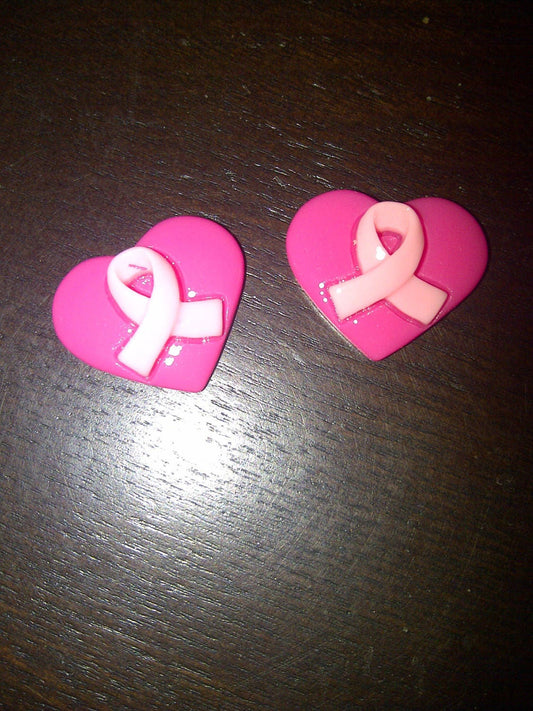 Breast Cancer hearts 6 pcs resins
