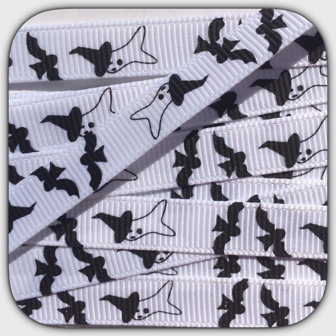 Bats & Ghost on 3/8" white 12 yards TWRH