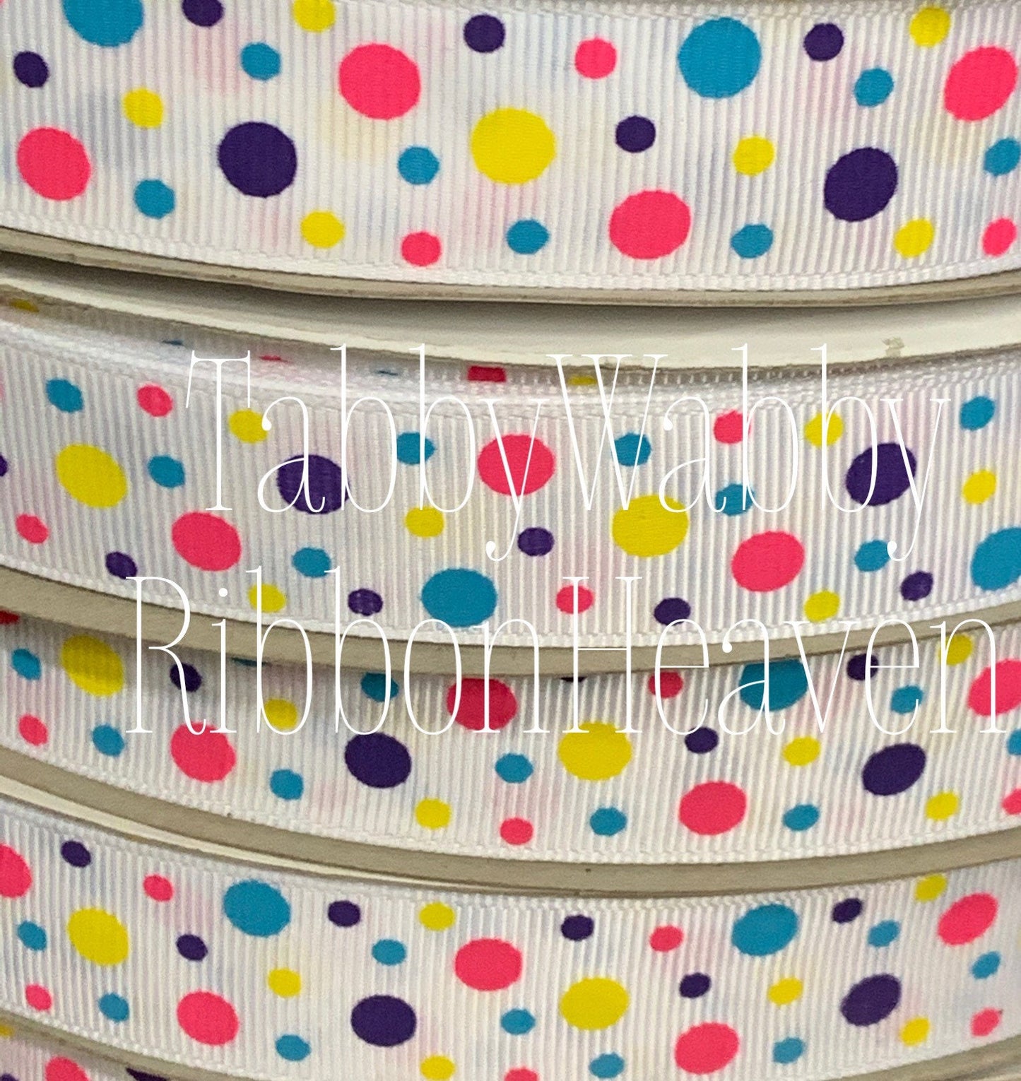 Multi color and size Custom polka dots 4 yards 7/8" TWRH