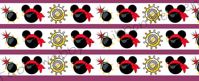 3/8 Pirate Mouse Halloween Grosgrain Ribbon  - 6 Yards - TWRH