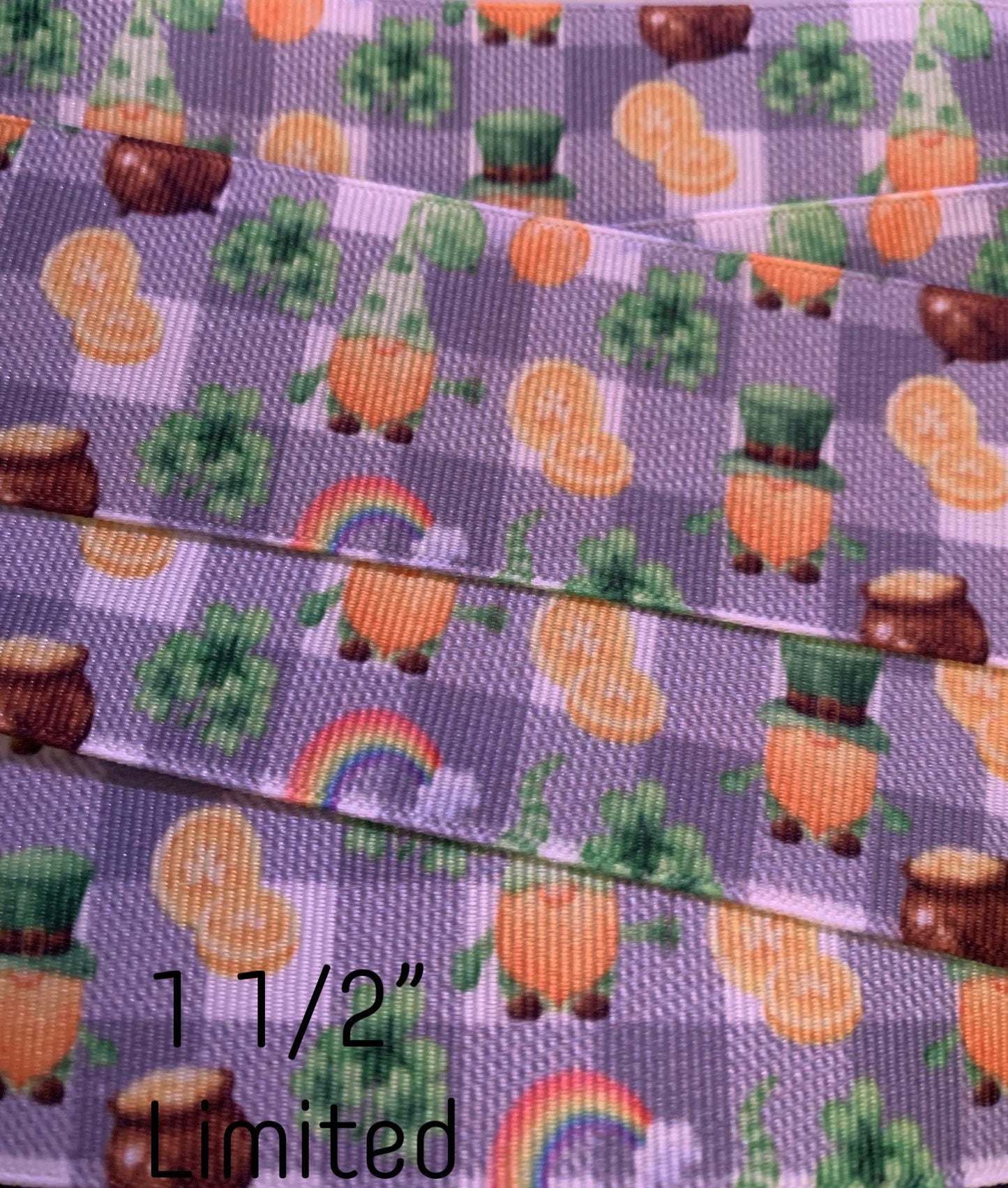 Luck of the Irish Gnomes Pot Of Gold 5 Yards 1 1/2” Ribbon - TWRH limited yards.