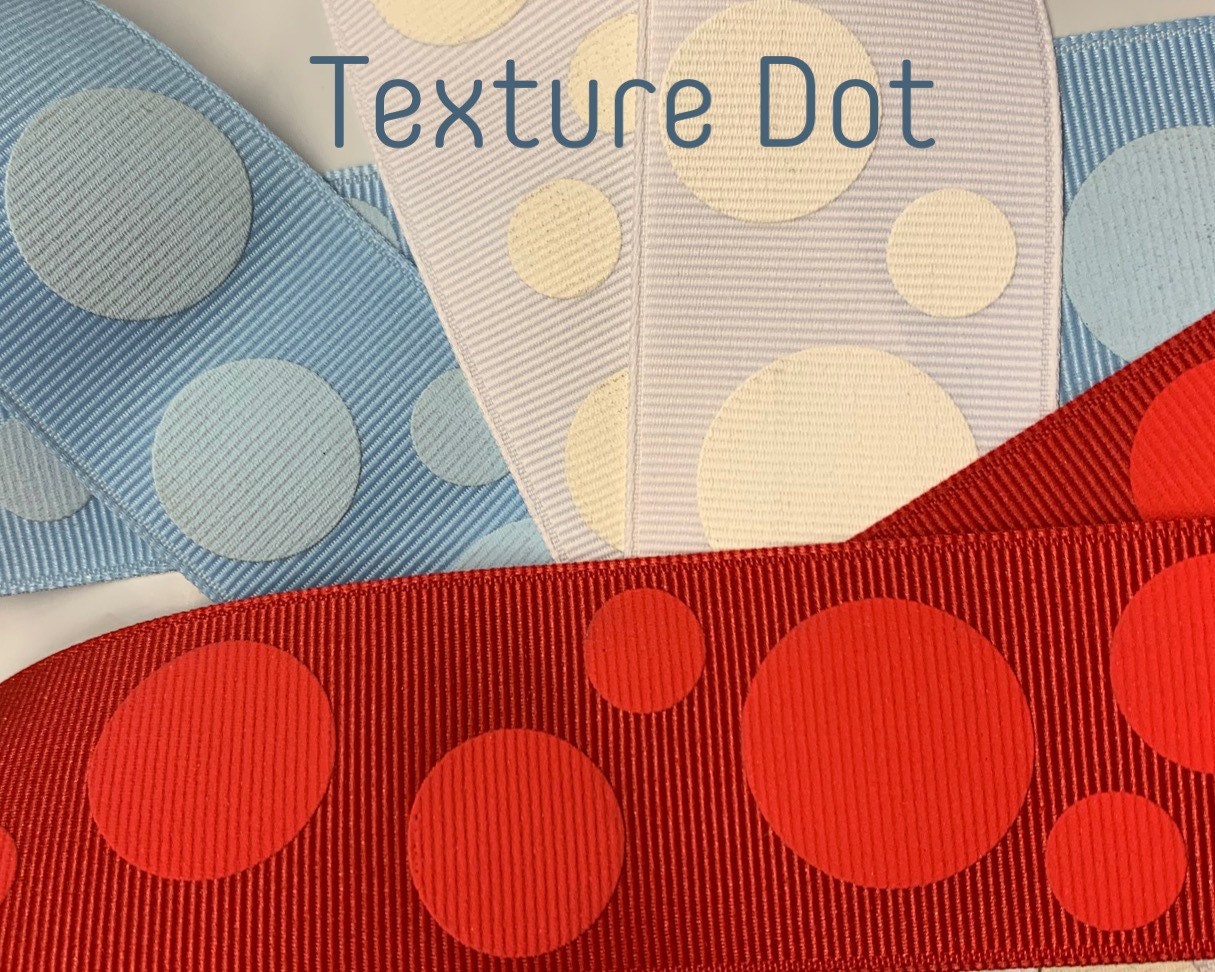 Red texture dots on Red 5 Yards 7/8” Ribbon - TWRH limited yards. Red dots only in this listing.