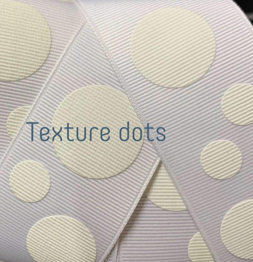 White texture dots on White 5 Yards 7/8” Ribbon - TWRH limited yards. White dots only in this listing.
