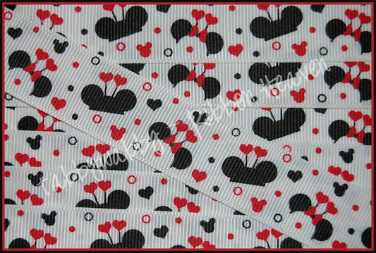 7/8"  Valentines Day Magical Mouse Hats Hearts Grosgrain Ribbon 100 Yards - TWRH