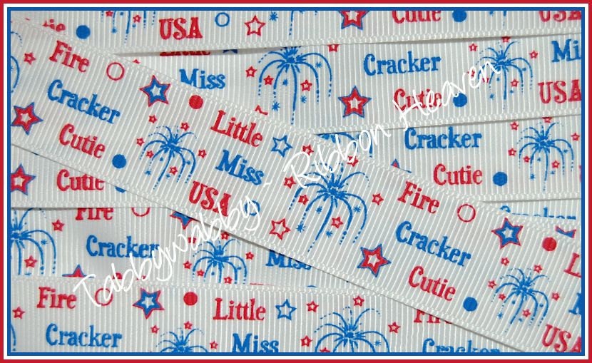 7/8"  Fire Cracker Cutie Little Miss USA Grosgrain Ribbon 6 Yards - TWRH