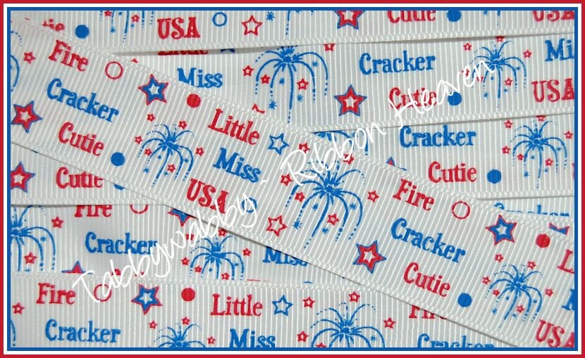 7/8"  Fire Cracker Cutie Little Miss USA Grosgrain Ribbon 2 Yards - TWRH