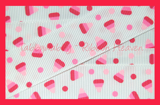 7/8" Valentines Day Candy Corn Grosgrain Ribbon 4 Yards - TWRH