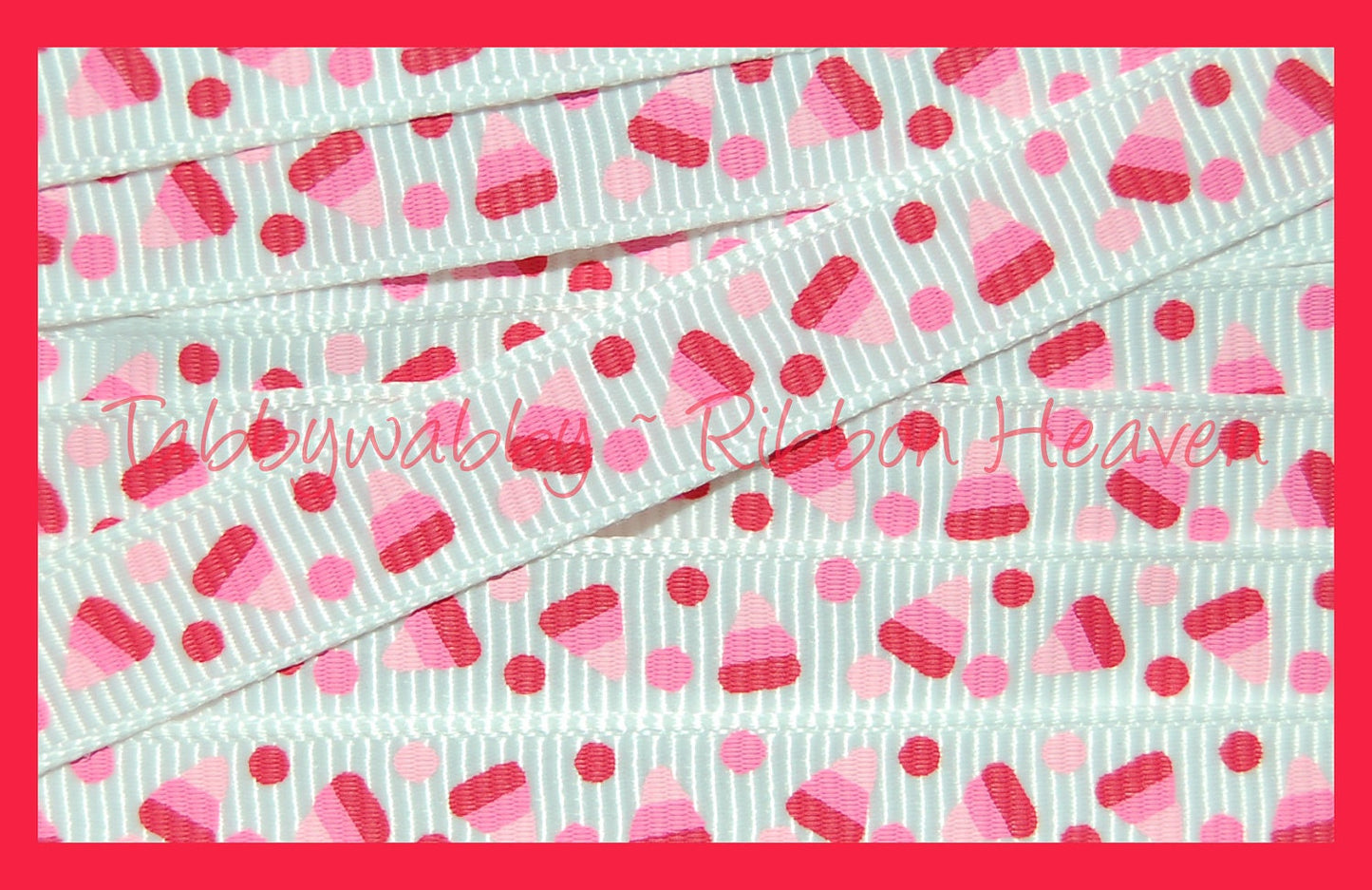 3/8" Valentines Day Candy Corn Grosgrain Ribbon 5 Yards - TWRH
