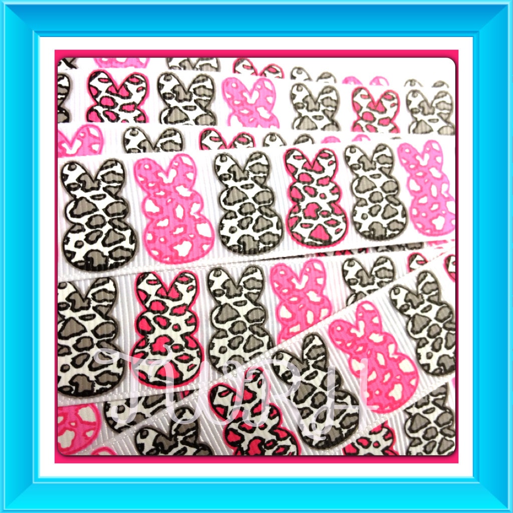 Leopard Animal Print PEEPS, hot pink, shocking pink & silver/blk on white 7/8  3 yds Ribbon - TWRH